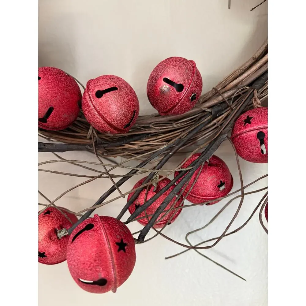 Red Metal jingle bell Christmas wreath